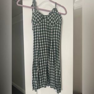 American Eagle Green Plaid Tie Strap Bustier Mini Dress | Super soft!